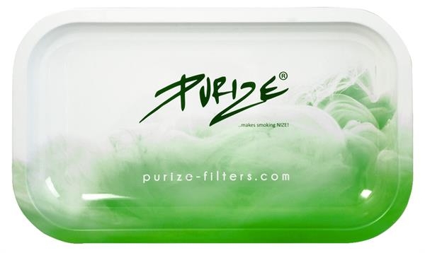 PURIZE Dreh-Tablett Rolling Tray klein "Sketchwhite (weiß-grün)" ca. 27x16x1cm